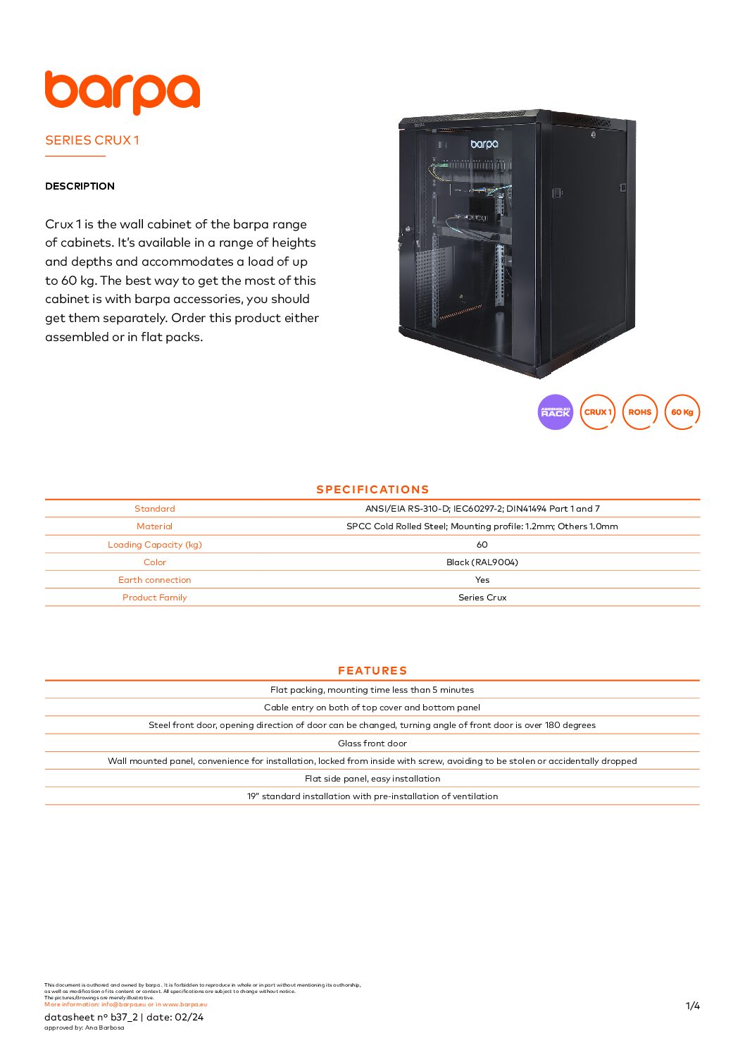 Wall Cabinet - Crux 1 - Datasheet