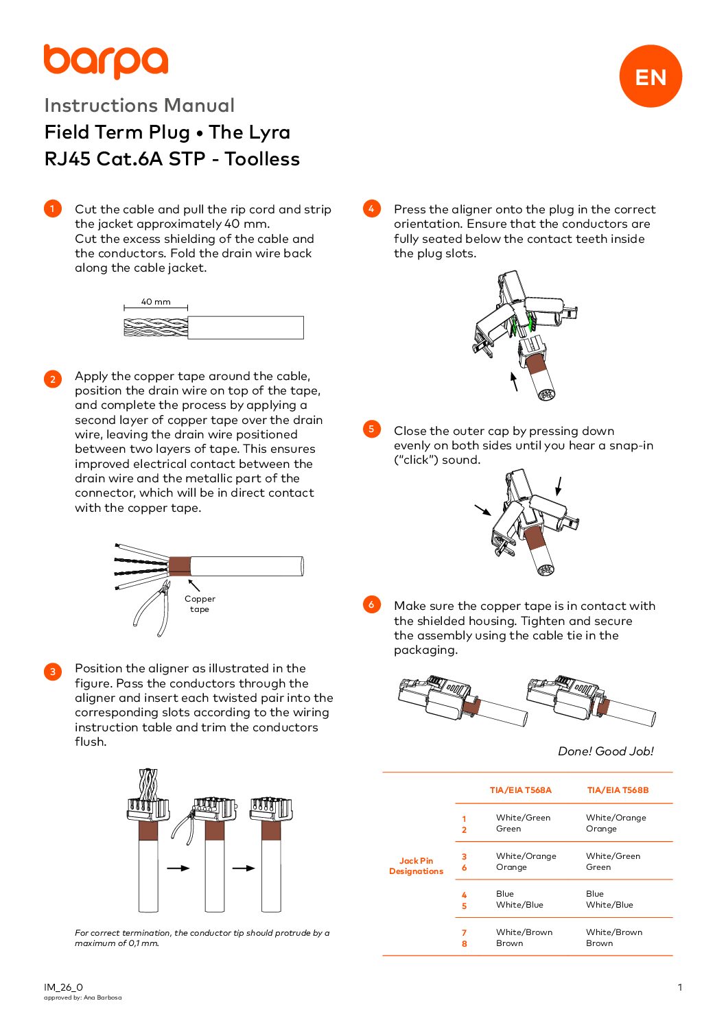 Field Term Plug The Lyra RJ45 Cat.6A STP - Instruction Manual