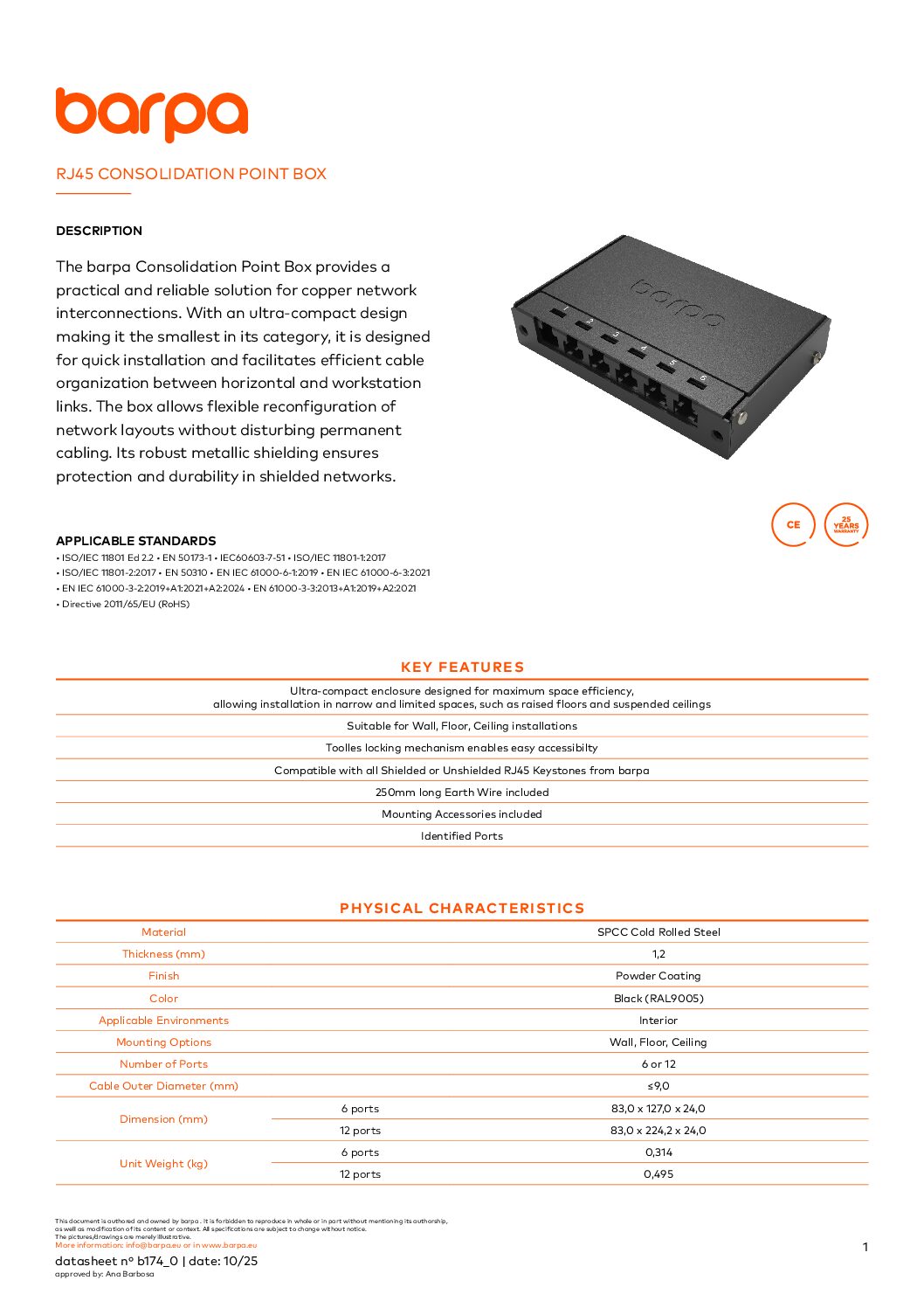 Consolidation Point Box – RJ45 – Datasheet