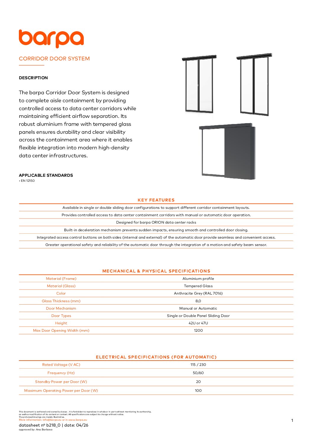 Corridor Doors Systems - Datasheet