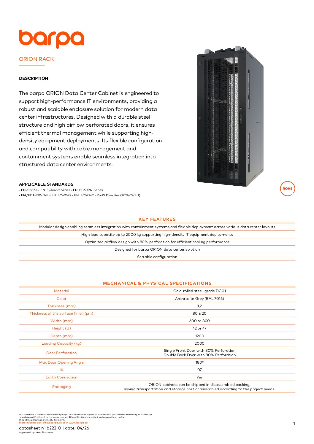 Orion Rack - Datasheet