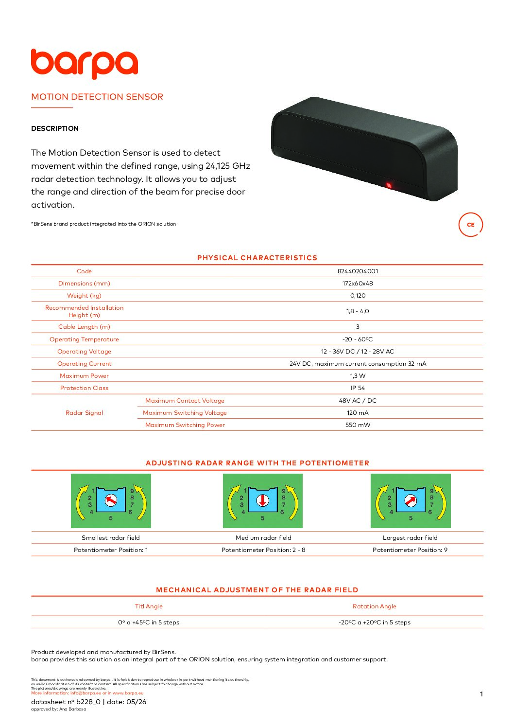 Motion Detection Sensor