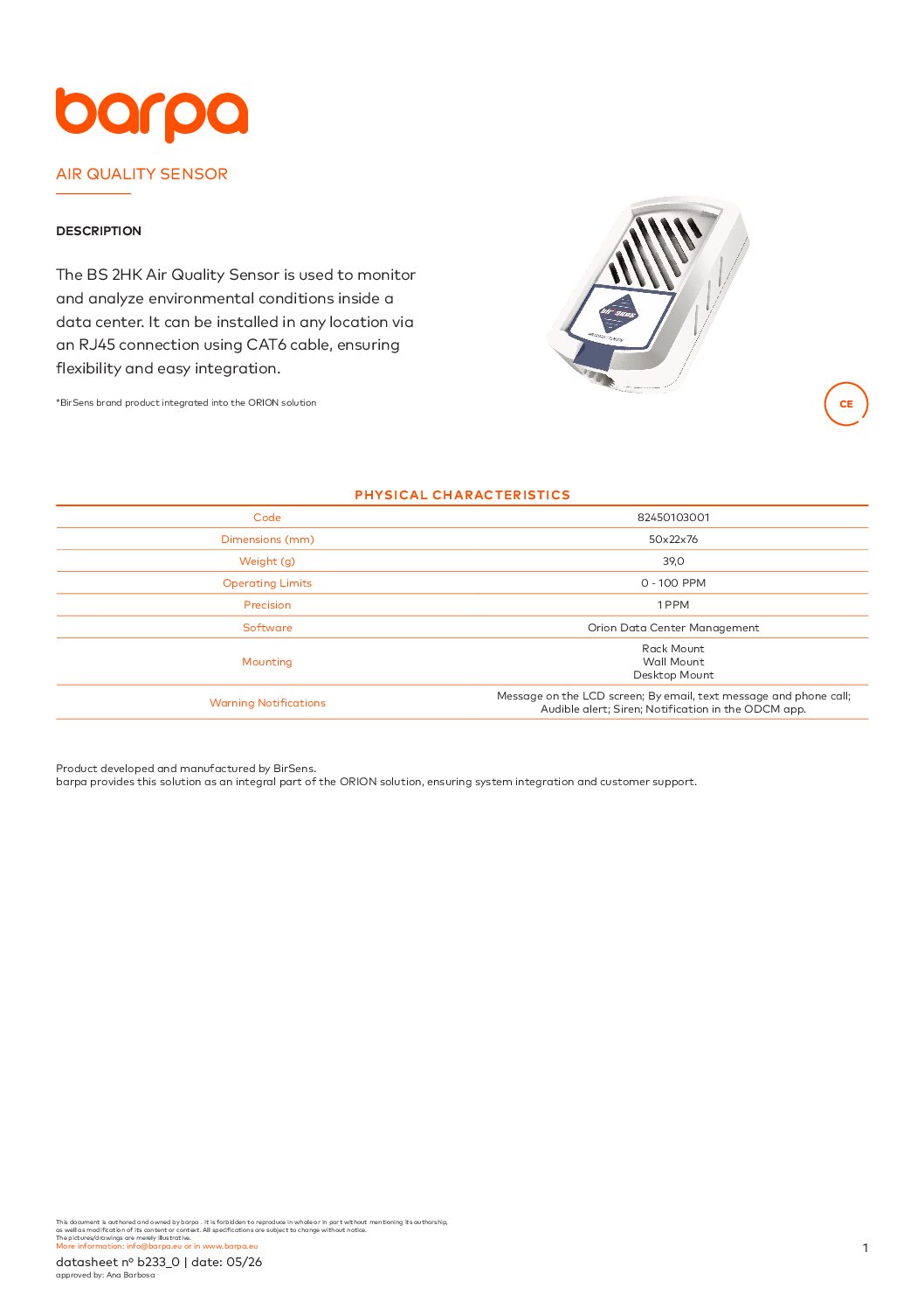 Air Quality Sensor - Datasheet