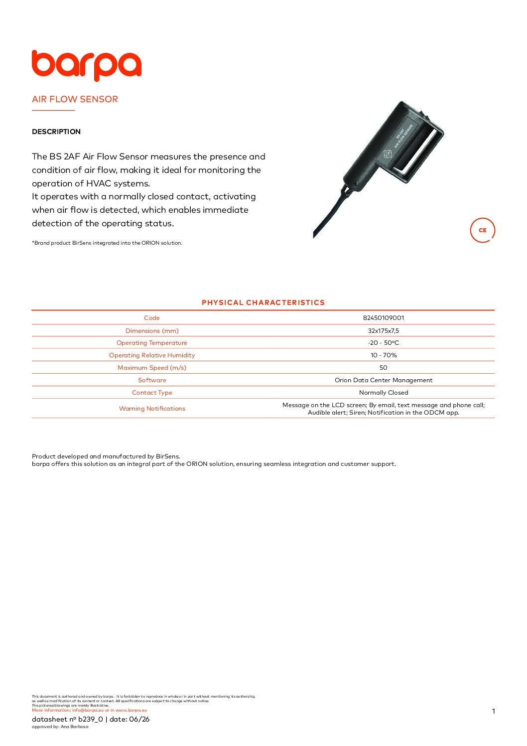 Airflow Sensor - Datasheet