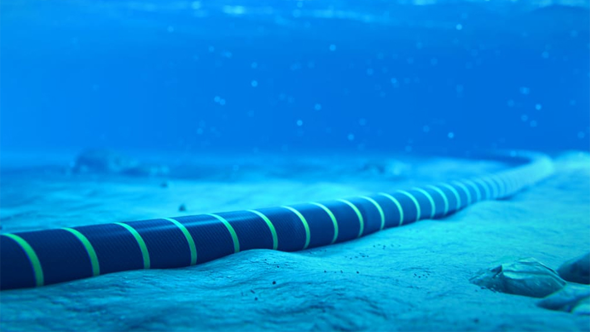 Fiber optic cable on the seabed